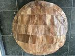 leder patchwork poef, Ophalen, Gebruikt, Rond, Leer