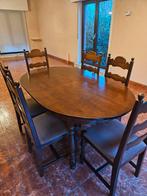 Houten ovale eettafel + 6 stoelen (kerselaar), Huis en Inrichting, Ophalen, Gebruikt