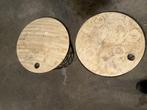 2x Houten Bijzettafels met Metaal Frame, Ophalen of Verzenden, Zo goed als nieuw, Hout