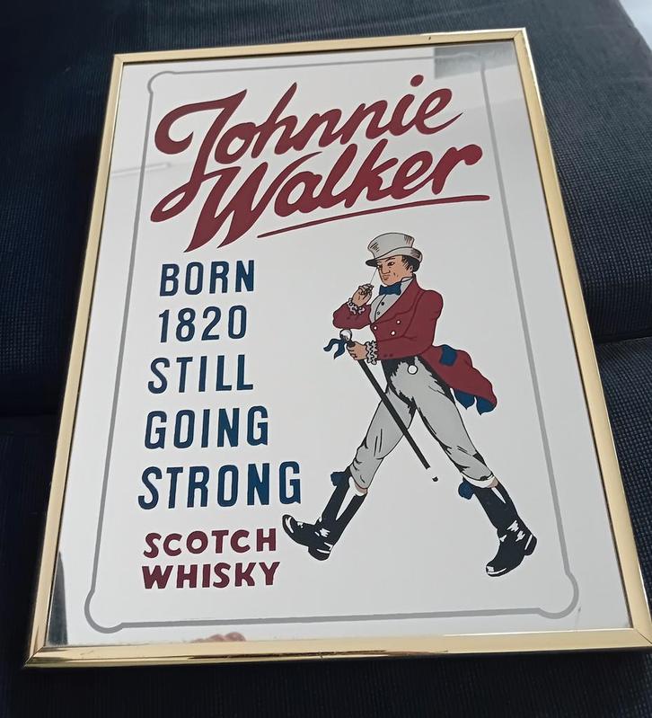 🎩👞🥃Johnnie Walker Spiegel-Born 1820 Still Going Strong, Antiek en Kunst, Antiek | Spiegels, Ophalen