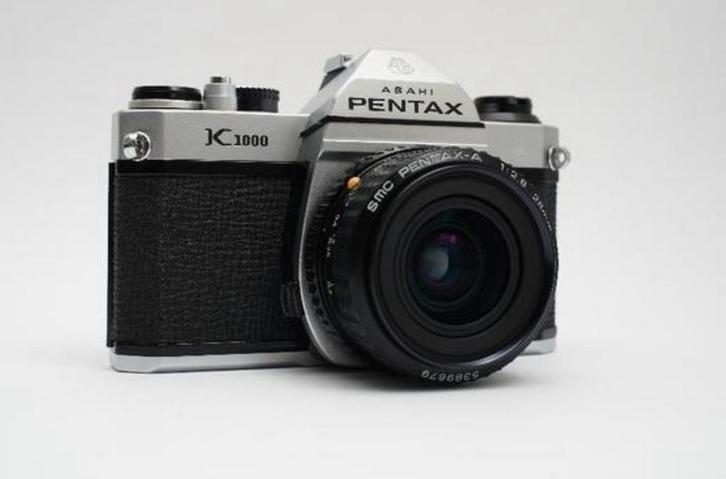 Pentax K1000 met SMC 28mm F/2.8 in nieuwstaat (Getest), Audio, Tv en Foto, Fotocamera's Analoog, Zo goed als nieuw, Spiegelreflex