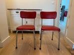 2 Chaises vintage simili cuir rouge, Rouge, Métal, Vintage, Deux