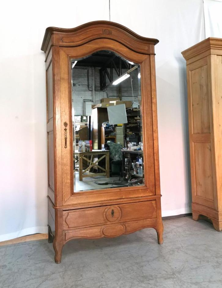 Armoire à vêtements/linges ancienne 1 porte en chêne H 217 W, Antiquités & Art, Curiosités & Brocante, Enlèvement