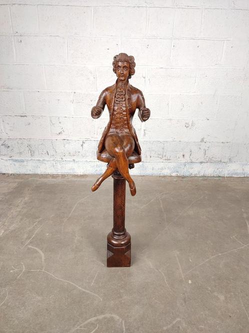 Groot antiek houten beeld Mozart, Antiek en Kunst, Kunst | Beelden en Houtsnijwerken, Ophalen of Verzenden