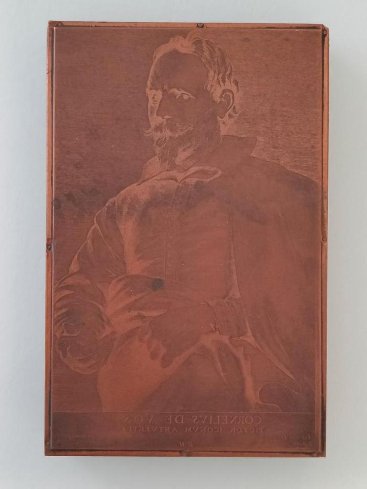 Oude koperen drukvorm Cornelis De Vos., Antiek en Kunst, Kunst | Etsen en Gravures, Ophalen of Verzenden
