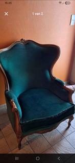 Antieke fauteuil in Louis XV stijl groen, Ophalen