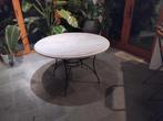 Ronde tafel met smeedijzeren onderstel, Huis en Inrichting, Ophalen, Gebruikt, 50 tot 75 cm, Rond