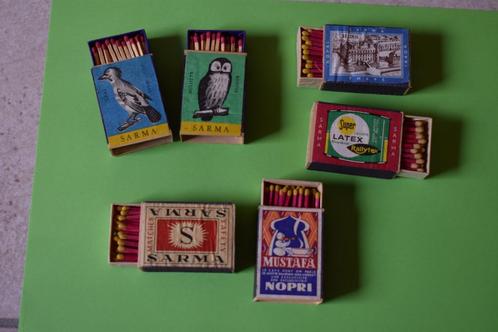 Lot  6 oude houten lucifersdoosjes Sarma - Nopri jaren 50-60, Collections, Articles de fumeurs, Briquets & Boîtes d'allumettes