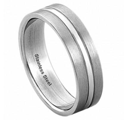 Edelstalen damesring afwerking mat/glans - OP=OP!, Handtassen en Accessoires, Ringen, Nieuw, Dame, IJzer of Staal, Ophalen of Verzenden