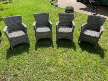 Set van 4 tuinstoelen wicker/rotan – weerbestendig grijs beschikbaar voor biedingen