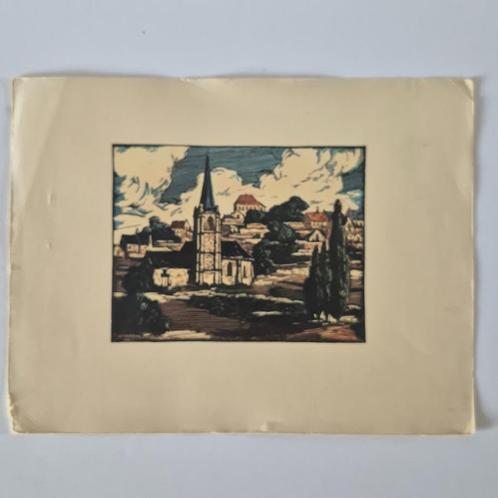 Houtsnede ontworpen door Ferdinand Dubreuil.1950, La Ro, Antiek en Kunst, Kunst | Etsen en Gravures, Verzenden