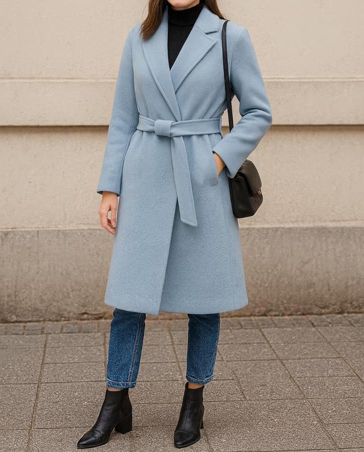 Wollen Zara mantel maat 36/38, Kleding | Dames, Jassen | Winter, Zo goed als nieuw, Maat 36 (S), Blauw, Ophalen of Verzenden