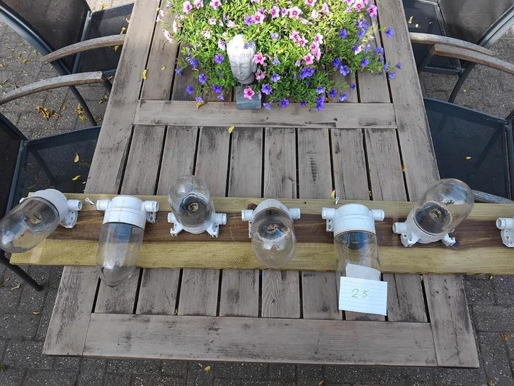 Vintage stallampen, Tuin en Terras, Buitenverlichting, Gebruikt, Glas, Netvoeding, Waterbestendig, Led, Ophalen of Verzenden