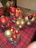 Glazen kerstballen rood en goud, Diversen, Kerst, Ophalen, Zo goed als nieuw