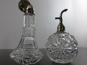 bouteilles de parfum en cristal avec bouchons en argent ste, Enlèvement ou Envoi