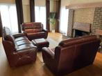 Lederen salon, Huis en Inrichting, Ophalen, Zo goed als nieuw, Vierpersoons of meer, Leer