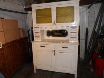 Rare Ancien Buffet de Cuisine avec tiroirs en faïence beschikbaar voor biedingen