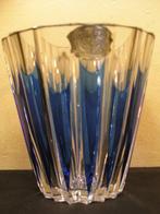 VASE ART DECO CRISTAL TAILLE BLEU ET BLANC VAL ST LAMBERT, Enlèvement ou Envoi