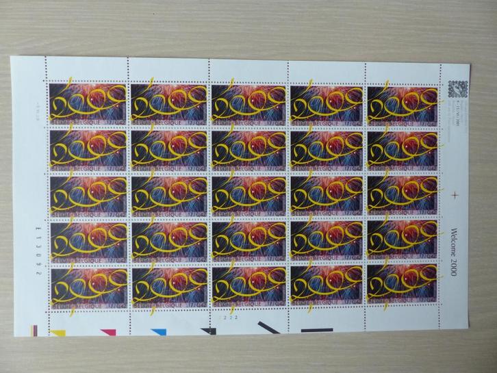 2000 : Feuille complète "Welcome 2000"  (2878) en paire, Timbres & Monnaies, Timbres | Europe | Belgique, Non oblitéré, Enlèvement ou Envoi