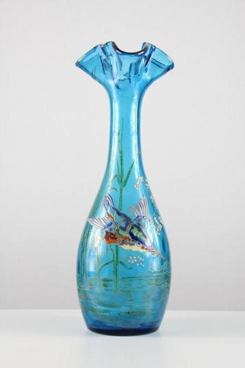 Vase Legras - Décor Martin-pêcheur - signé - 30 cm, Enlèvement ou Envoi