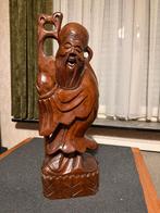 Chinees handgesneden Shou Lao beeld uit hardhout (54cm), Antiek en Kunst, Ophalen of Verzenden
