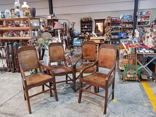 4 chaises en bois exotique, Maison & Meubles, Chaises, Utilisé, Quatre, Bois, Brun, Enlèvement