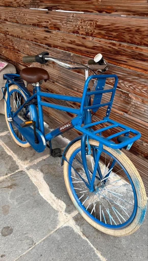 Blauwe PopalFiets, Fietsen en Brommers, Fietsen | Cruisers en Lowriders, Gebruikt, Heren, Cruiser, Staal, 47 tot 51 cm, Ophalen