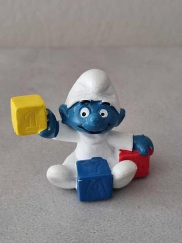 Babysmurf met blokjes., Enlèvement ou Envoi, Comme neuf, Différents Schtroumpfs, Poupée, Figurine ou Peluche