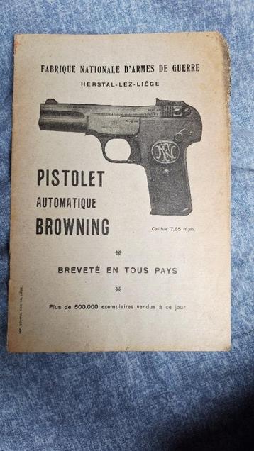 MILITARIA MANUEL FN BROWNING 1900 - 7,65  beschikbaar voor biedingen