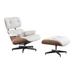 Eames Lounge Chair set met Ottoman in Walnoot Bouclé NIEUW, Metaal, Minder dan 75 cm, Nieuw, Ophalen of Verzenden