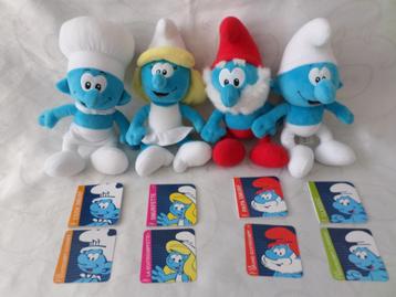 Set van 4 grote nieuwe blauw-witte knuffels van de smurf beschikbaar voor biedingen