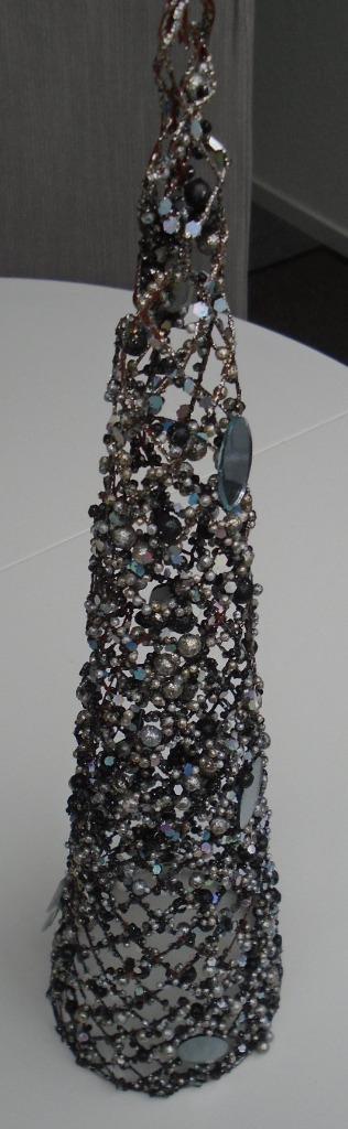 PIRAMIDE, GLITTER BOOM ZILVER SPIEGEL 42 CM NIEUW, Diversen, Kerst, Nieuw, Ophalen of Verzenden