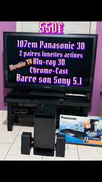 Tv Panasonic 3D lecteur blu-ray 3D barre son Sony 5.1, TV, Hi-fi & Vidéo, Comme neuf, Sony, Lecteur Blu-ray