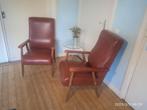 2 rood bruine fauteuils Retro Vintage Design uit de 60er, Huis en Inrichting, Ophalen, Zo goed als nieuw, Hout, Gewoon mooi!