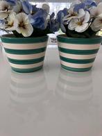 2 cache pots porcelaine vert et blanc, Nieuw, Overige materialen, Tuin, Rond