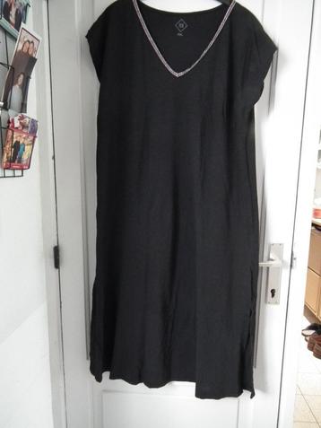 Longue robe d'été, noire, 100% coton. Pour femme/ XXL (Tex)
