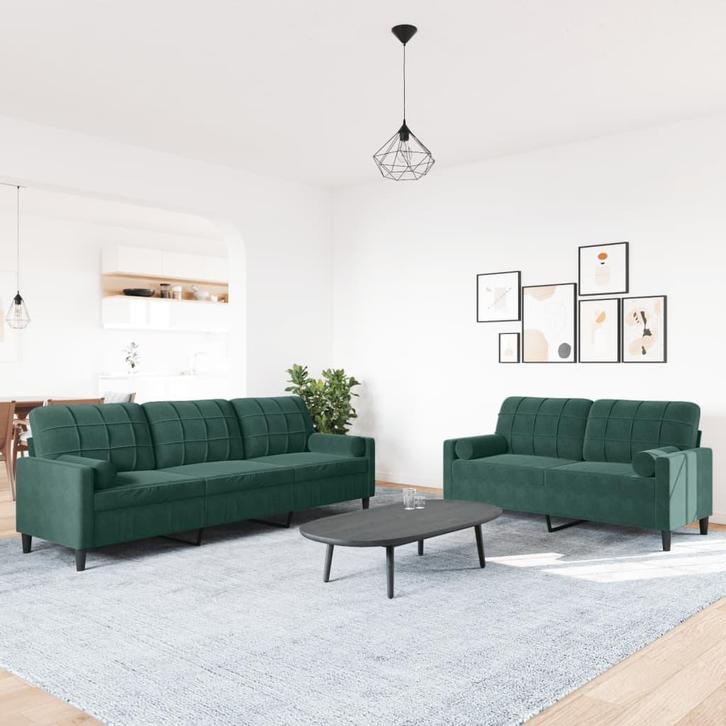 2-delige Loungeset met kussens en bolsters fluweel groen, Huis en Inrichting, Zitzakken, Nieuw, Groen, Verzenden