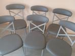 6 vintage cross back keukenstoelen, Huis en Inrichting, Stoelen, Ophalen, Vintage, Zo goed als nieuw, Grijs