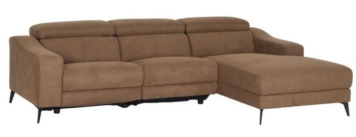 Canapé d'angle 272x174 cm - tissu - cognac avec relax, Maison & Meubles, Canapés | Coins salons complets, Comme neuf, Tissus, Enlèvement