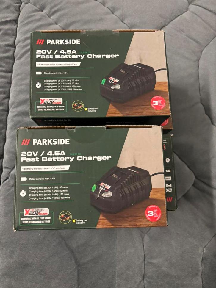 Parkside 20V/4.5A snelle batterijladers., Bricolage & Construction, Outillage | Pièces de machine & Accessoires, Neuf, Enlèvement
