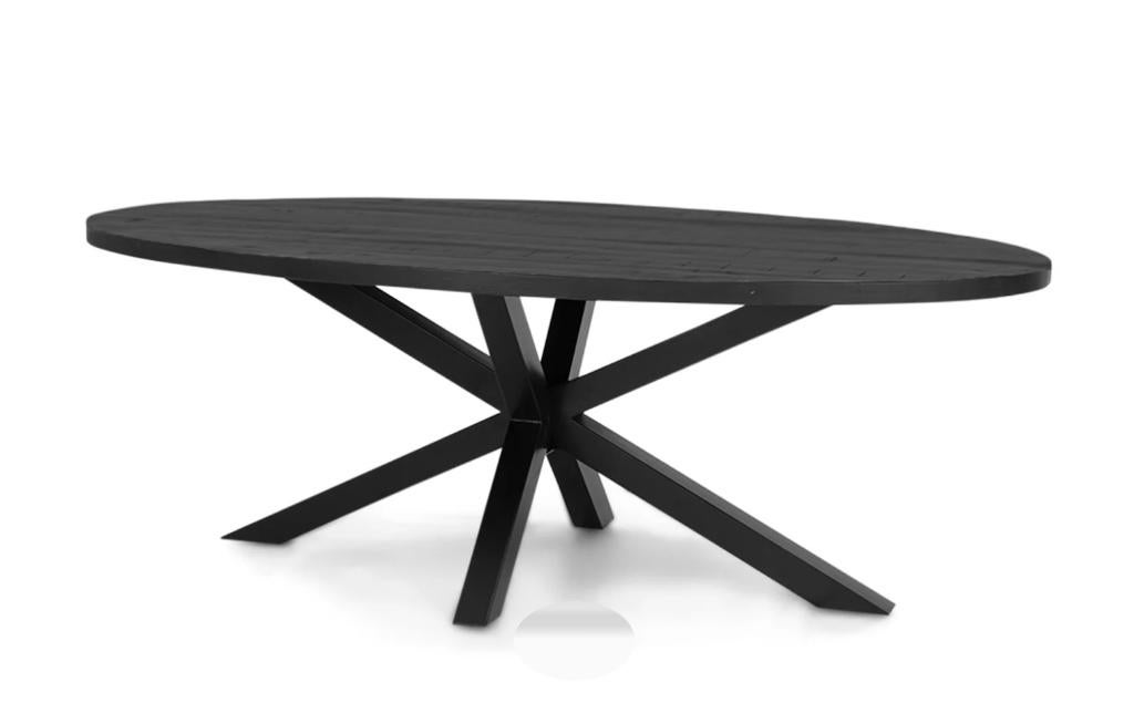 EETTAFEL - OVAAL - MANGOHOUT, 100 tot 150 cm, 200 cm of meer, Zo goed als nieuw, Vijf personen of meer