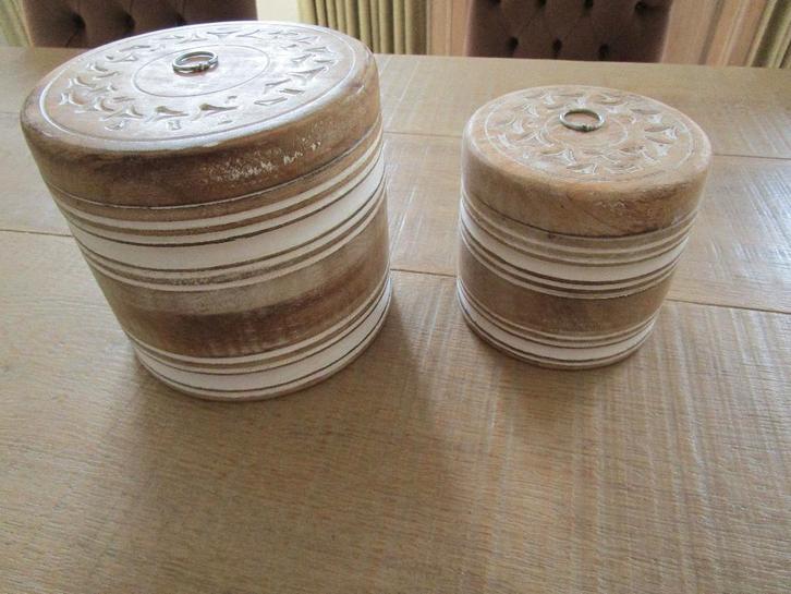 2 houten opberg / sier potjes, Maison & Meubles, Accessoires pour la Maison | Autre, Neuf, Bois, Brun, Enlèvement ou Envoi