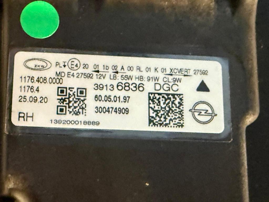 KOPLAMP OPEL INSIGNIA B FACELIFT VOLLEDIG LED RECHTS RH 3913, Gebruikt, -, -, Opel