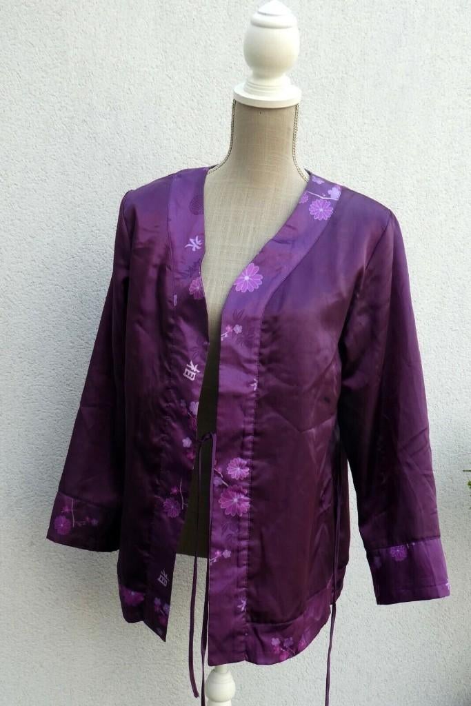 Veste d'intérieur en satin mauve T42, Taille 42/44 (L), Enlèvement ou Envoi, Comme neuf, Nuit secrète