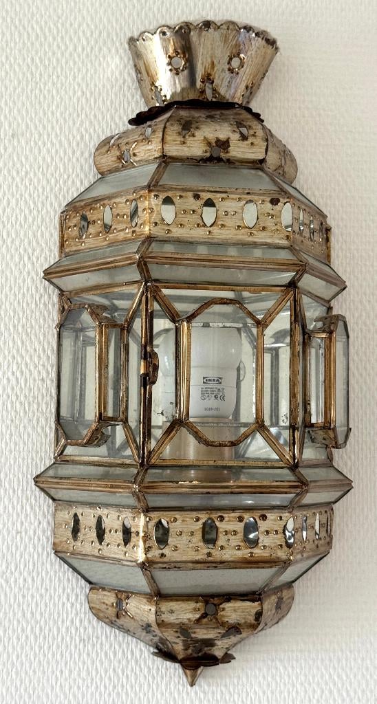 Rares Anciennes Appliques en Métal & Verre 1950, Antiquités & Art, Enlèvement ou Envoi