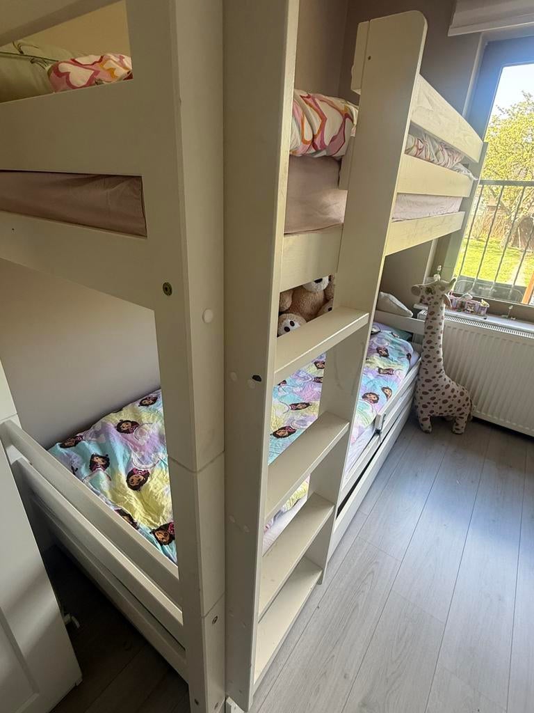 Lit superposé robuste avec tiroir blanc 160x103x208 cm, Enlèvement, Comme neuf