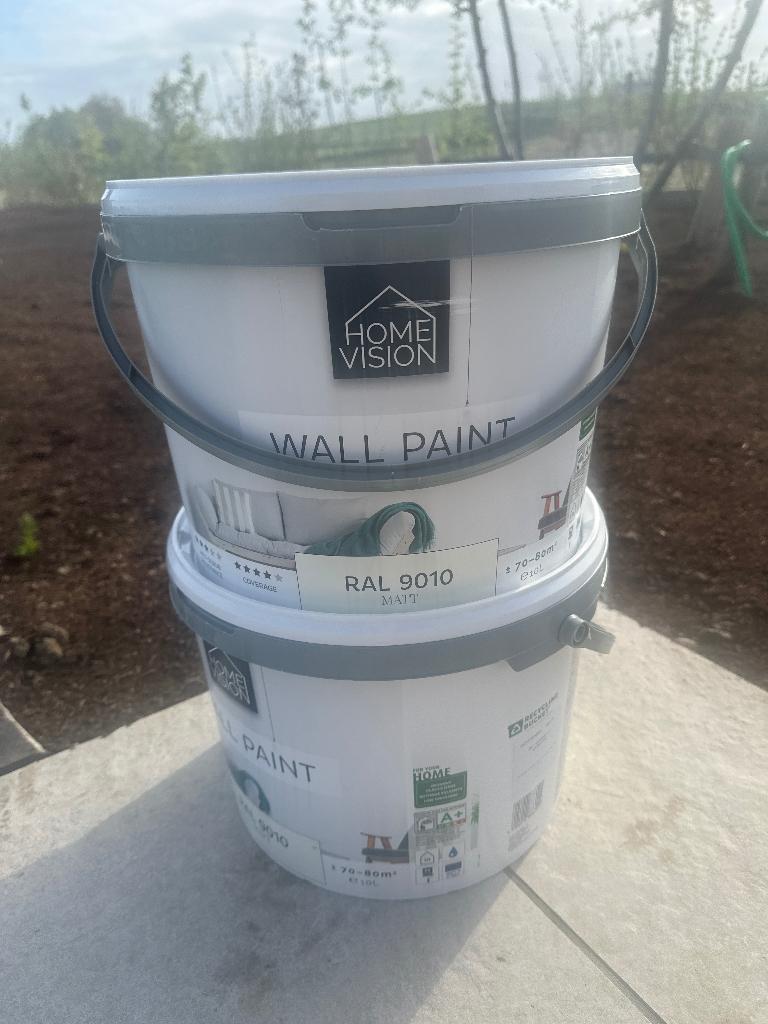 20 liter muurverf RAL9010, Doe-het-zelf en Bouw, Verf, Beits en Lak, Nieuw, Verf, 10 tot 15 liter, Wit, Ophalen