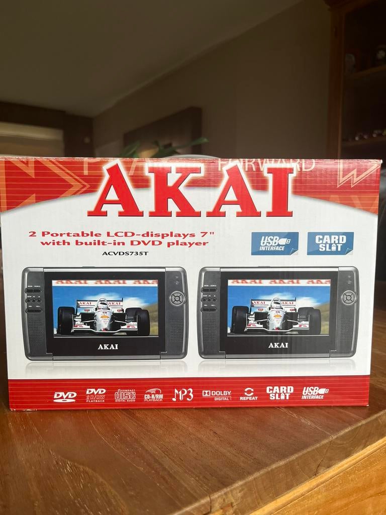 Akai 2 draagbare dvd spelers 7”  voor de auto, Autres marques, Comme neuf, Enlèvement, Lecteur DVD