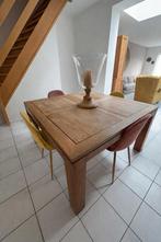 Table salle a manger + chaise rose et jaune (4), Maison & Meubles, Enlèvement, Utilisé, Brun, Autres types