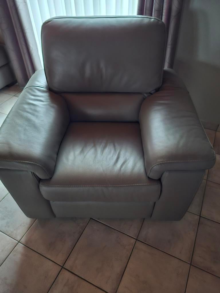 Kwaliteits Lederen 1 zit + poef, Huis en Inrichting, Ophalen